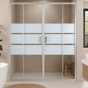 Mampara Ajustable de Ducha Style 160-180 cm Líneas blancas (4 Vidrios)