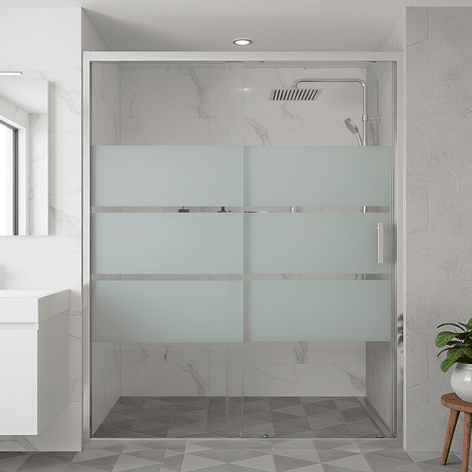 Mampara Ajustable de Ducha Style 140-160 cm Líneas blancas (2 Vidrios) 3