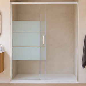 Mampara Ajustable de Ducha Style 140-160 cm Líneas blancas (2 Vidrios)