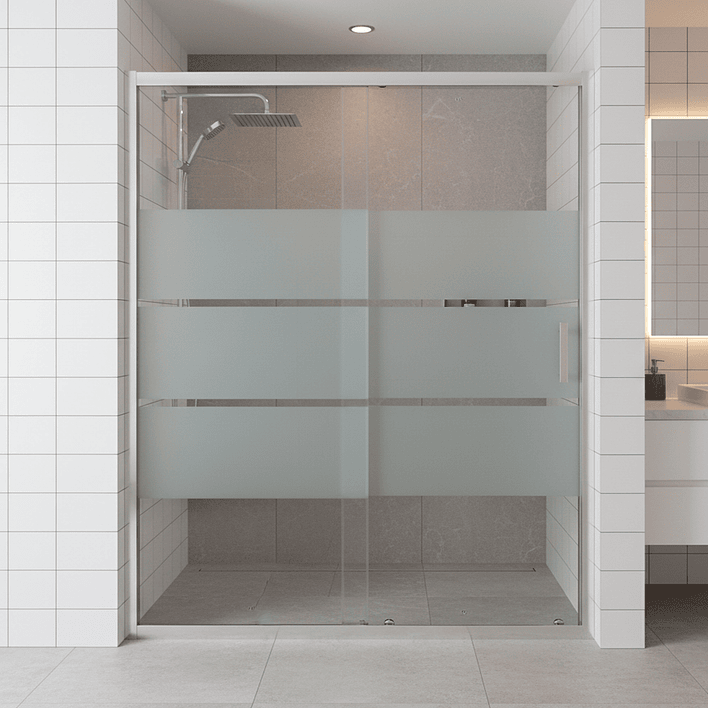 Mampara Ajustable de Ducha Style 140-160 cm Líneas blancas (2 Vidrios) 4