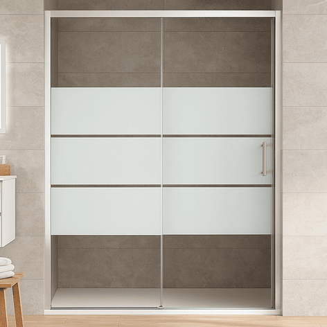 Mampara Ajustable de Ducha Style 140-160 cm Líneas blancas (2 Vidrios) 6