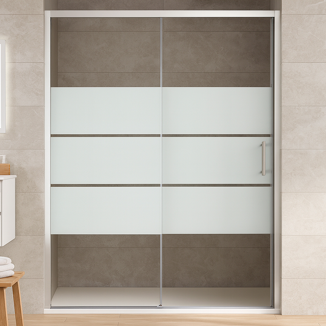 Mampara Ajustable de Ducha Style 140-160 cm Líneas blancas (2 Vidrios) 6