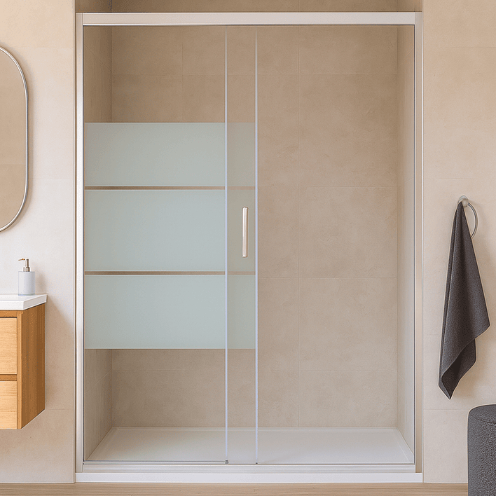 Mampara Ajustable de Ducha Style 120-140 cm Líneas blancas (2 Vidrios) 4