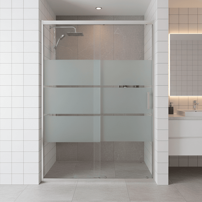 Mampara Ajustable de Ducha Style 120-140 cm Líneas blancas (2 Vidrios) 2