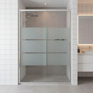 Mampara Ajustable de Ducha Style 120-140 cm Líneas blancas (2 Vidrios)