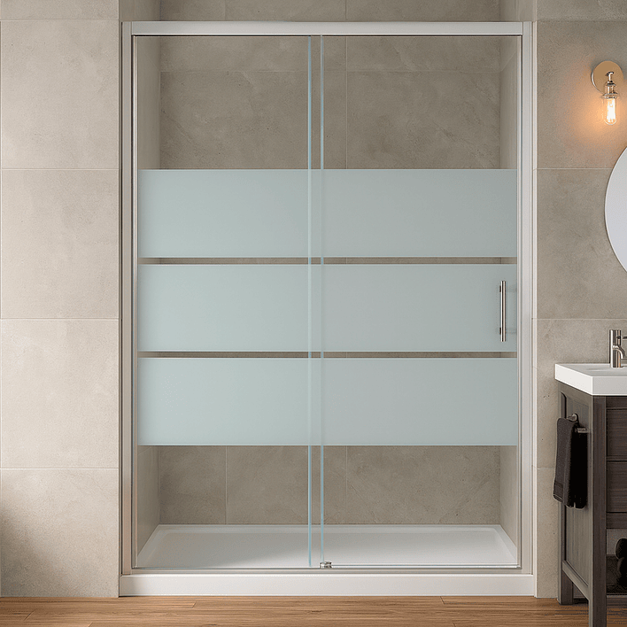 Mampara Ajustable de Ducha Style 120-140 cm Líneas blancas (2 Vidrios) 1