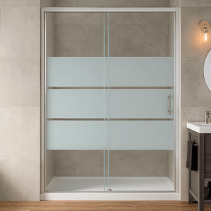 Mampara Ajustable de Ducha Style 120-140 cm Líneas blancas (2 Vidrios)