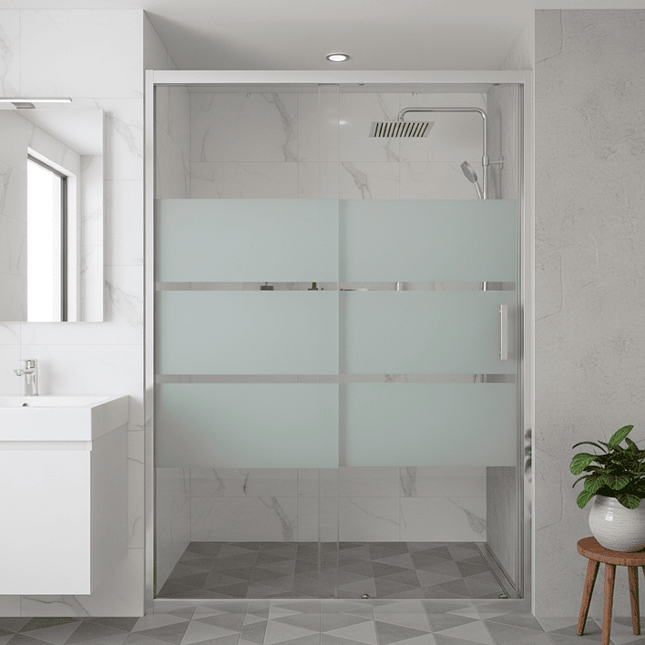 Mampara Ajustable de Ducha Style 120-140 cm Líneas blancas (2 Vidrios) 3