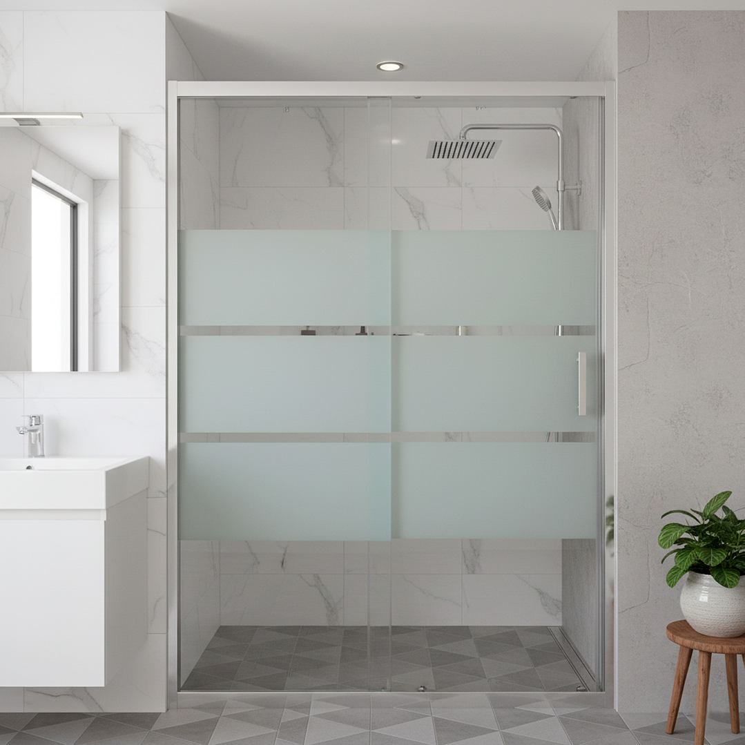 Mampara Ajustable de Ducha Style 120-140 cm Líneas blancas (2 Vidrios) 3