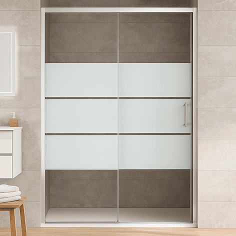 Mampara Ajustable de Ducha Style 120-140 cm Líneas blancas (2 Vidrios) 5