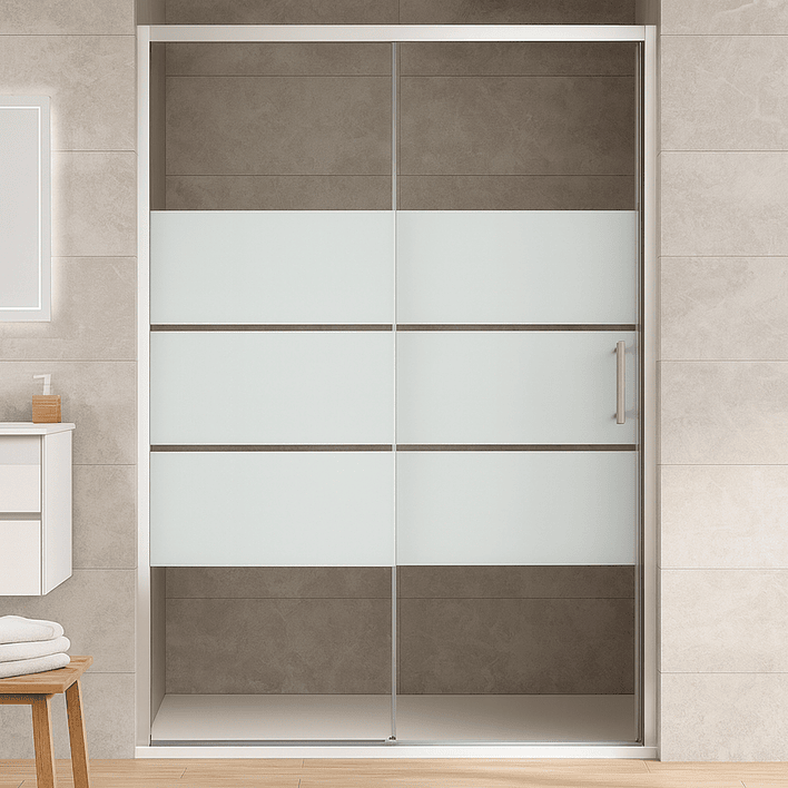 Mampara Ajustable de Ducha Style 120-140 cm Líneas blancas (2 Vidrios) 5