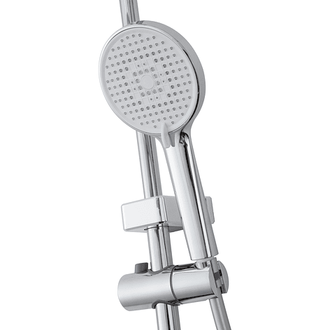 Columna Ducha Teclado Monomando  4 Funciones Plato Redondo Cromado 10