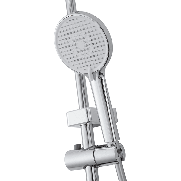 Columna Ducha Teclado Monomando  4 Funciones Plato Redondo Cromado 10