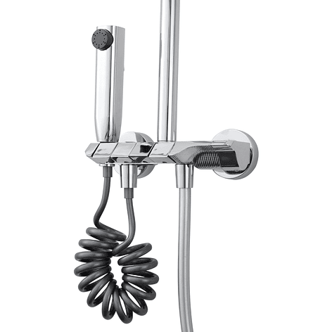 Columna Ducha Teclado Monomando  4 Funciones Plato Redondo Cromado 7