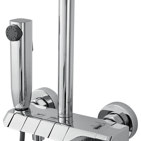 Columna Ducha Teclado Monomando  4 Funciones Plato Redondo Cromado 9