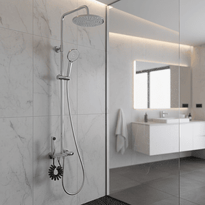 Columna Ducha Teclado Monomando  4 Funciones Plato Redondo Cromado