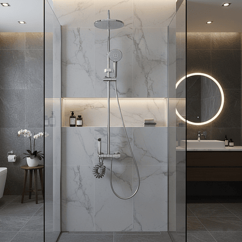 Columna Ducha Teclado Monomando  4 Funciones Plato Redondo Cromado 2