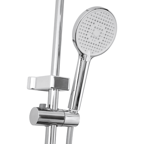 Columna Ducha Teclado Monomando  4 Funciones Plato Redondo Cromado 13
