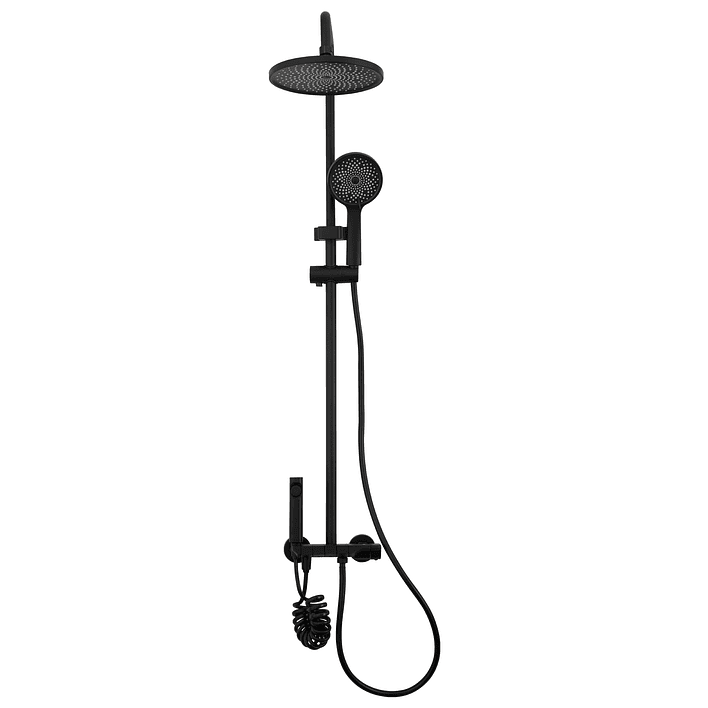 Columna Ducha Teclado Monomando  4 Funciones Plato Redondo Negro 3