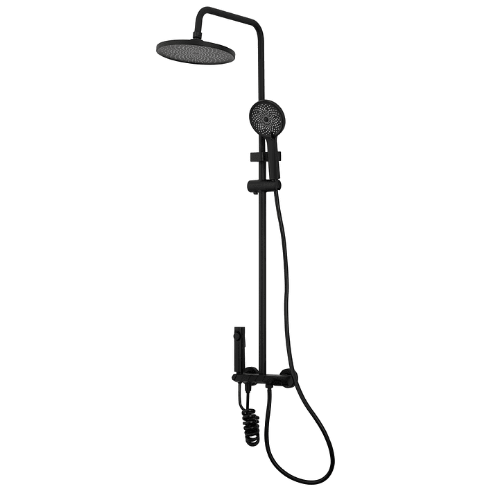 Columna Ducha Teclado Monomando  4 Funciones Plato Redondo Negro 4