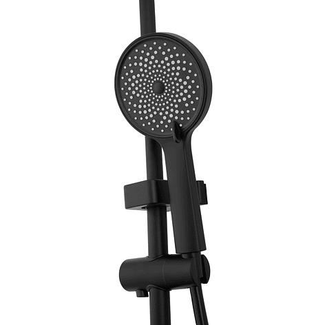 Columna Ducha Teclado Monomando  4 Funciones Plato Redondo Negro 6