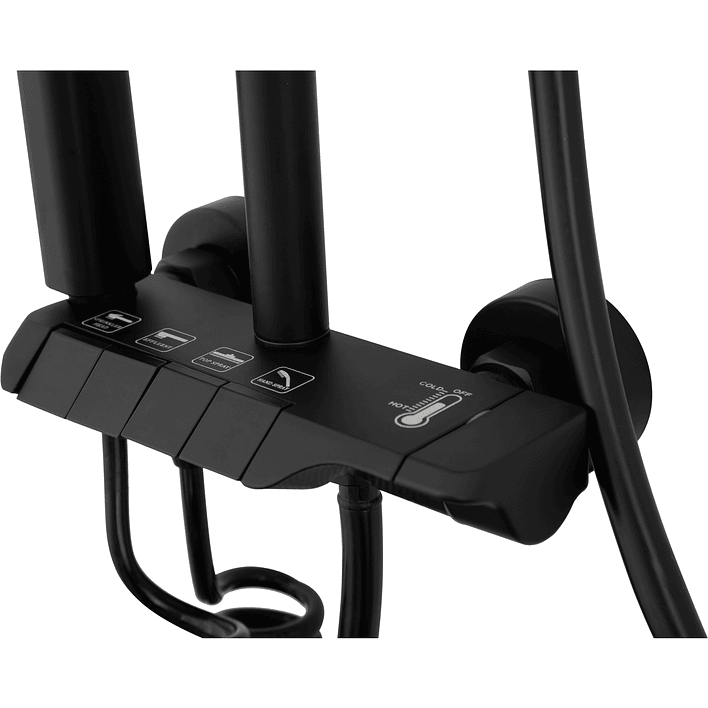 Columna Ducha Teclado Monomando  4 Funciones Plato Redondo Negro 9