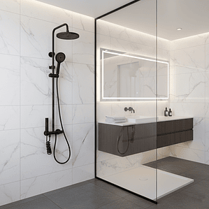 Columna Ducha Teclado Monomando  4 Funciones Plato Redondo Negro