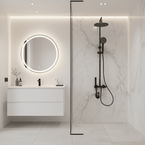 Columna Ducha Teclado Monomando  4 Funciones Plato Redondo Negro 2