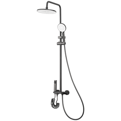 Columna Ducha Teclado Monomando  4 Funciones Plato Redondo Gris Grafito 2