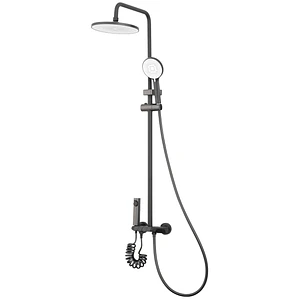 Columna Ducha Teclado Monomando  4 Funciones Plato Redondo Gris Grafito