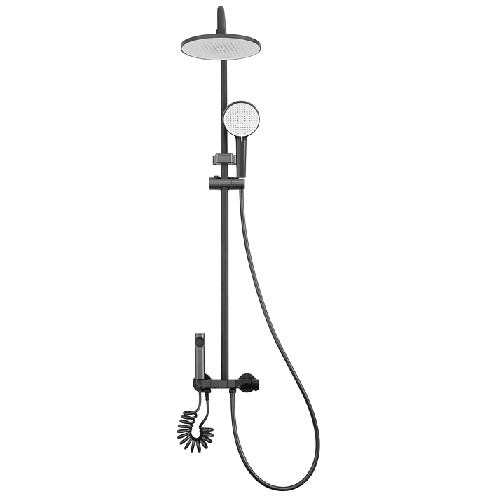 Columna Ducha Teclado Monomando  4 Funciones Plato Redondo Gris Grafito 5