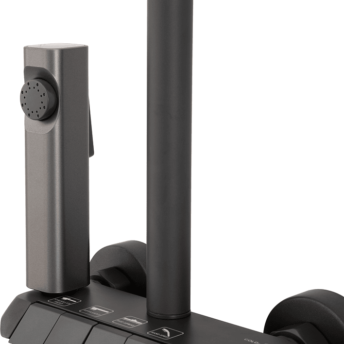 Columna Ducha Teclado Monomando  4 Funciones Plato Redondo Gris Grafito 11