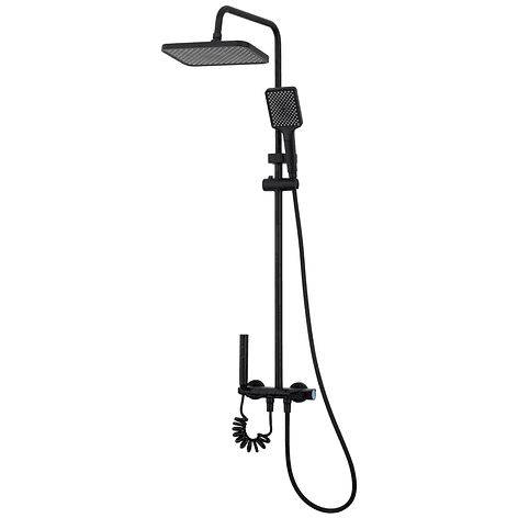 Columna Ducha Teclado Monomando  4 Funciones Plato Rectangular Negro 2