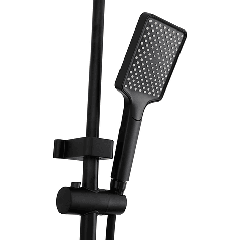 Columna Ducha Teclado Monomando  4 Funciones Plato Rectangular Negro 8