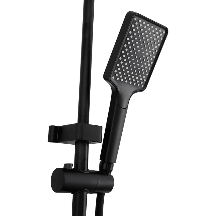 Columna Ducha Teclado Monomando  4 Funciones Plato Rectangular Negro 8