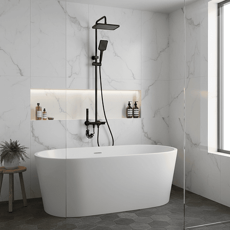 Columna Ducha Teclado Monomando  4 Funciones Plato Rectangular Negro 4