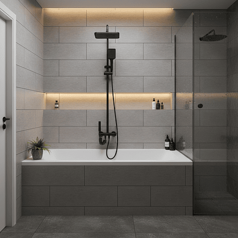 Columna Ducha Teclado Monomando  4 Funciones Plato Rectangular Negro 3