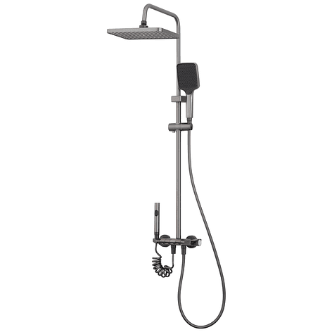 Columna Ducha Teclado Monomando  4 Funciones Plato Rectangular Gris Grafito 4