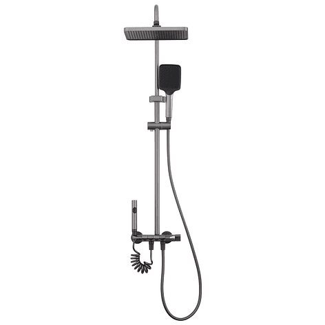 Columna Ducha Teclado Monomando  4 Funciones Plato Rectangular Gris Grafito 5