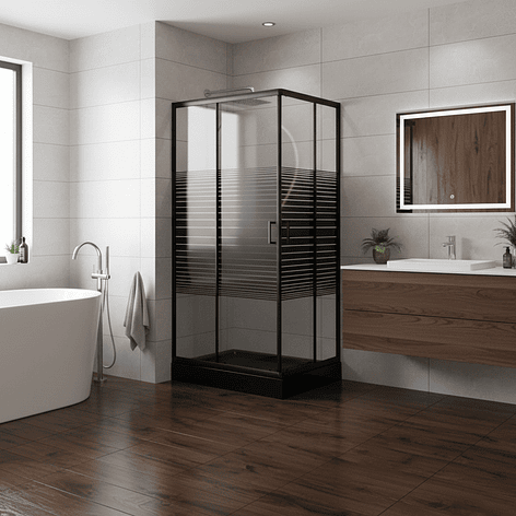 Shower Rectangular Strava Negro 100x70x198cm (Incluye Receptáculo) 4