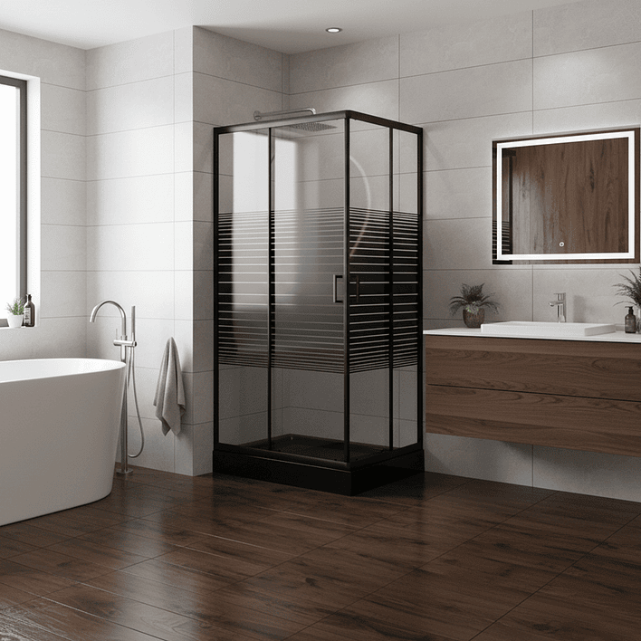 Shower Rectangular Strava Negro 100x70x198cm (Incluye Receptáculo) 4