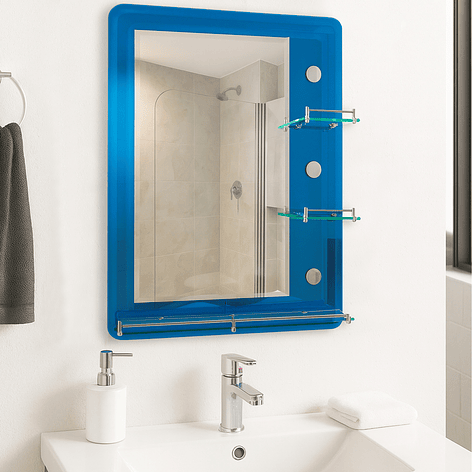 Espejo con Repisas Rectangular Blue 80x60 cm 4