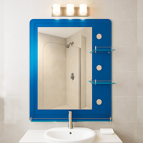 Espejo con Repisas Rectangular Blue 80x60 cm 2
