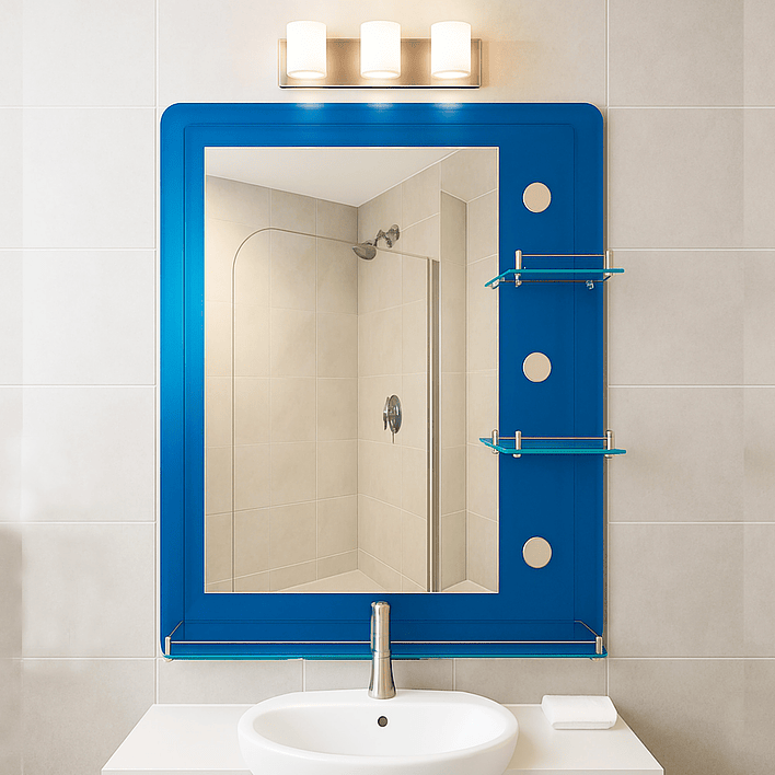 Espejo con Repisas Rectangular Blue 80x60 cm 2