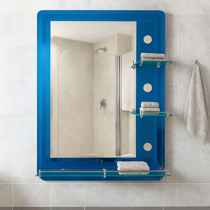Espejo con Repisas Rectangular Blue 80x60 cm 1