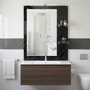 Espejo con Repisas Rectangular Black 80x60 cm