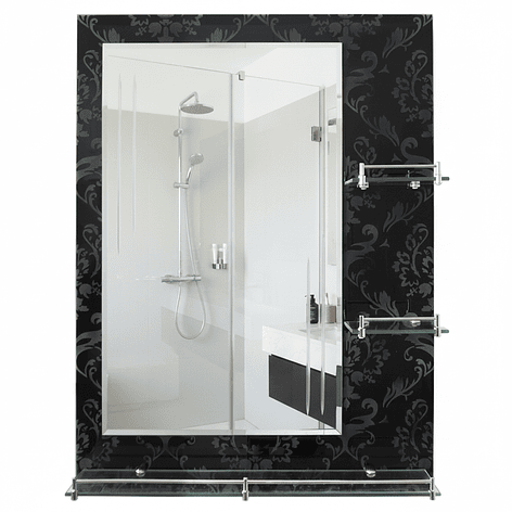 Espejo con Repisas Rectangular Black 80x60 cm 3