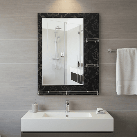 Espejo con Repisas Rectangular Black 80x60 cm 1