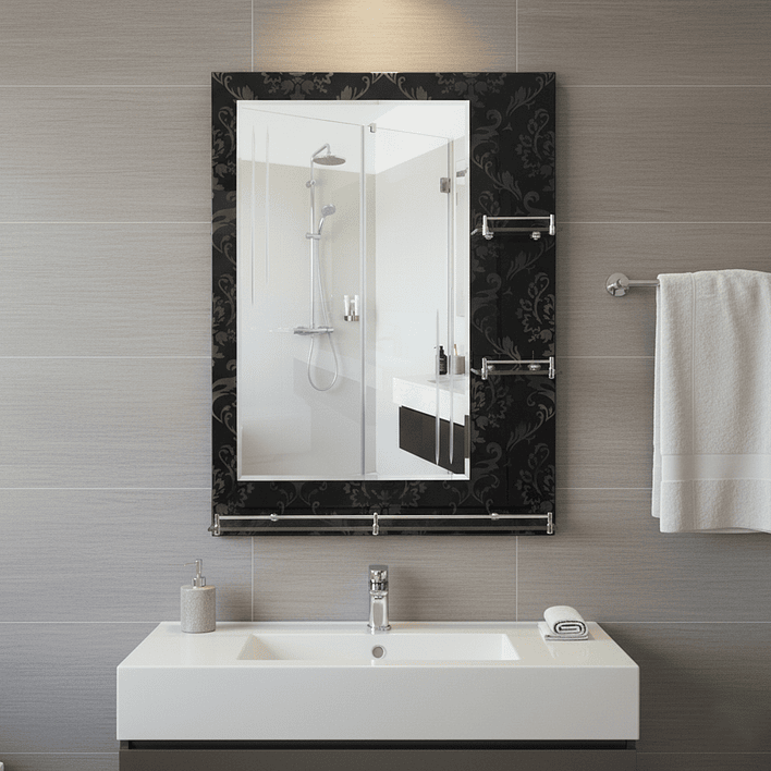 Espejo con Repisas Rectangular Black 80x60 cm 1