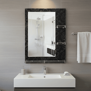 Espejo con Repisas Rectangular Black 80x60 cm